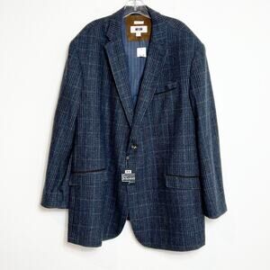 JOSEPH ABBOUD BLUE AND BROWN WOOL BLAZER BUTTON MEN COAT SIZE 2X BRAND NEW